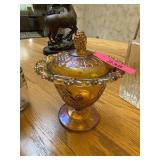 INDIANA CARNIVAL GLASS GRAPE LIDDED CANDY DISH