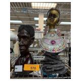 2PC AFRICAN DECOR 1 IS WOOD AND 1 IS PLASTIC