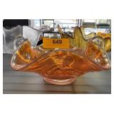 VINTAGE FENTON HONEYCOMB CARNIVAL GLASS BOWL