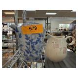 VTG BLUE WHITE TEAPOT / VERNON WARE CREAMER
