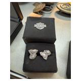 STERLING SILVER HARLEY DAVIDSON V BLOCK EARRINGS