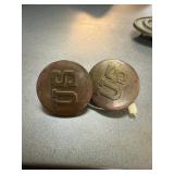 2PC US CAVALRY BRIDLE ROSETTES BADGES BUTTONS