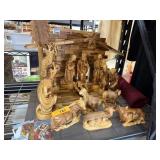 LARGE ISRAELI OLIVE WOOD NATIVITY SET