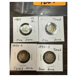 4PC SILVER ROOSEVELT DIMES