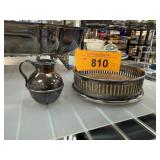 STERLING SILVER SALT SHAKER / ANTIQUE COASTER