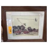 VTG FIRE DEPARTMENT FRAMED WALL DECOR