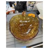 LARGE INDIANA AMBER GLASS BOWL
