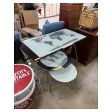 LARGE WORLD MAP GLASS CHROME BOTTOM DESK