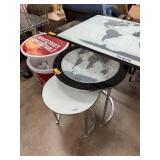WORLD MAP GLASS TOP CHROME BASE TABLES