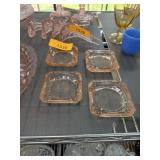 4PC VTG JEANNETTE ADAM DEPRESSION GLASS ASHTRAYS