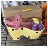 LADIES WEDGE SHOE CERAMIC WINE BOTTLE HOLDER