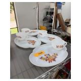 4PC FEDERAL GLASS BLOSSOM LUNCHEON SNACK SETS