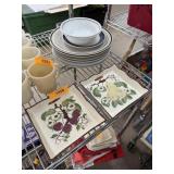 2PC SQUARE POTTERY DISHES DECORATIVE BOWLS