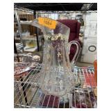 ANTIQUE ENAMELED VICOTIRAN GLASS PITCHER