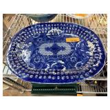 LARGE BLUE IRON STONE TRANSFERWARE PLATTER
