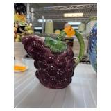 VINTAGE ITALIAN GRAPE MOTIF CERAMIC PITCHER