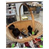 WICKER BASKET W MIXED GUN RELATED ITEMS