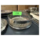 SILVERPLATE & WOOD WINE COASTER