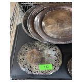 LOT OF MIXED SILVERPLATE TRAYS ETC