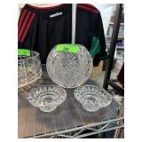 CRYSTAL ROSE BOWL W VOTIVES