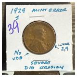 1929-S WHEAT PENNY CENT SEVERE DIE EROSION