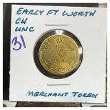 EARLY FT WORTH MERCHANT TOKEN UNC