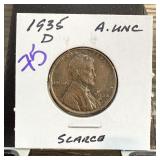 1935-D WHEAT PENNY CENT BETTER SCARCE