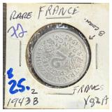 1943-B RARE 2 FRANCS COIN