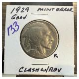 1929 BUFFALO NICKEL CLASH W REV