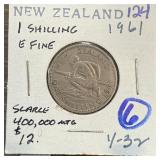 1961 NEW ZEALAND 1 SHILLING SCARCE MINTAGE