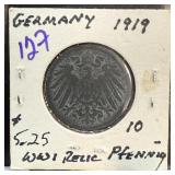 1919 GERMANY 10 PFENNIG