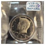 1973-S DEEP CAMEO JFK HALF DOLLAR PROOF
