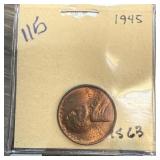 1945 WHEAT PENNY CENT HIGH GRADE