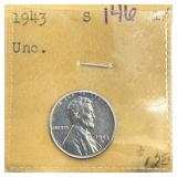 1943-S WHEAT PENNY CENT STEEL UNC