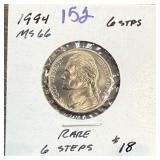 1994 JEFFERSON NICKEL 6 STEPS RARE HIGH GRADE