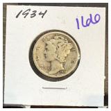 1934 MERCURY SILVER DIME