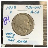 1923-S BUFFALO NICKEL DDO-001 RARE