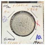 1944-B 2 FRANCS SCARCE WW2