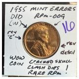 1955-D/D WHEAT PENNY CENT MULTIPLE ERROR COIN