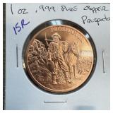 1 OZ .999 COPPER BULLION ROUND PROSPECTOR