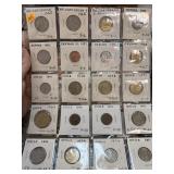 SHEET OF MIXED DATE FOREIGN COINS