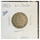 1883 NO CENTS LIBERTY V NICKEL