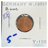 1950 GERMANY 1 PHENNIG