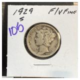 1929-S MERCURY SILVER DIME