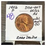 1956-D WHEAT PENNY CENT DDO-007 DOUBLED