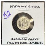 FRANKLIN MINT STERLING SILVER DECL SIGNER COIN