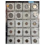 SHEET OF MIXED DATE FOREIGN COINS