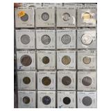 SHEET OF MIXED DATE FOREIGN COINS