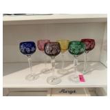 6PC BOHEMIAN CRYSTAL GOBLETS WINE GLASSES 6PC BOHEMIAN CRYSTAL GOBLETS WINE GLASSES