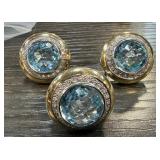 18K GOLD STERLING SILVER DIAMOND TOPAZ SET NICE!